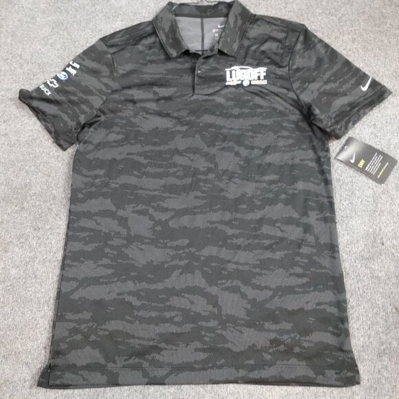 Nike Mens Polo Shirt S Gray Camouflage Lugoff Jeep Chevy Ford Dri Fit NEW - Picture 1 of 9